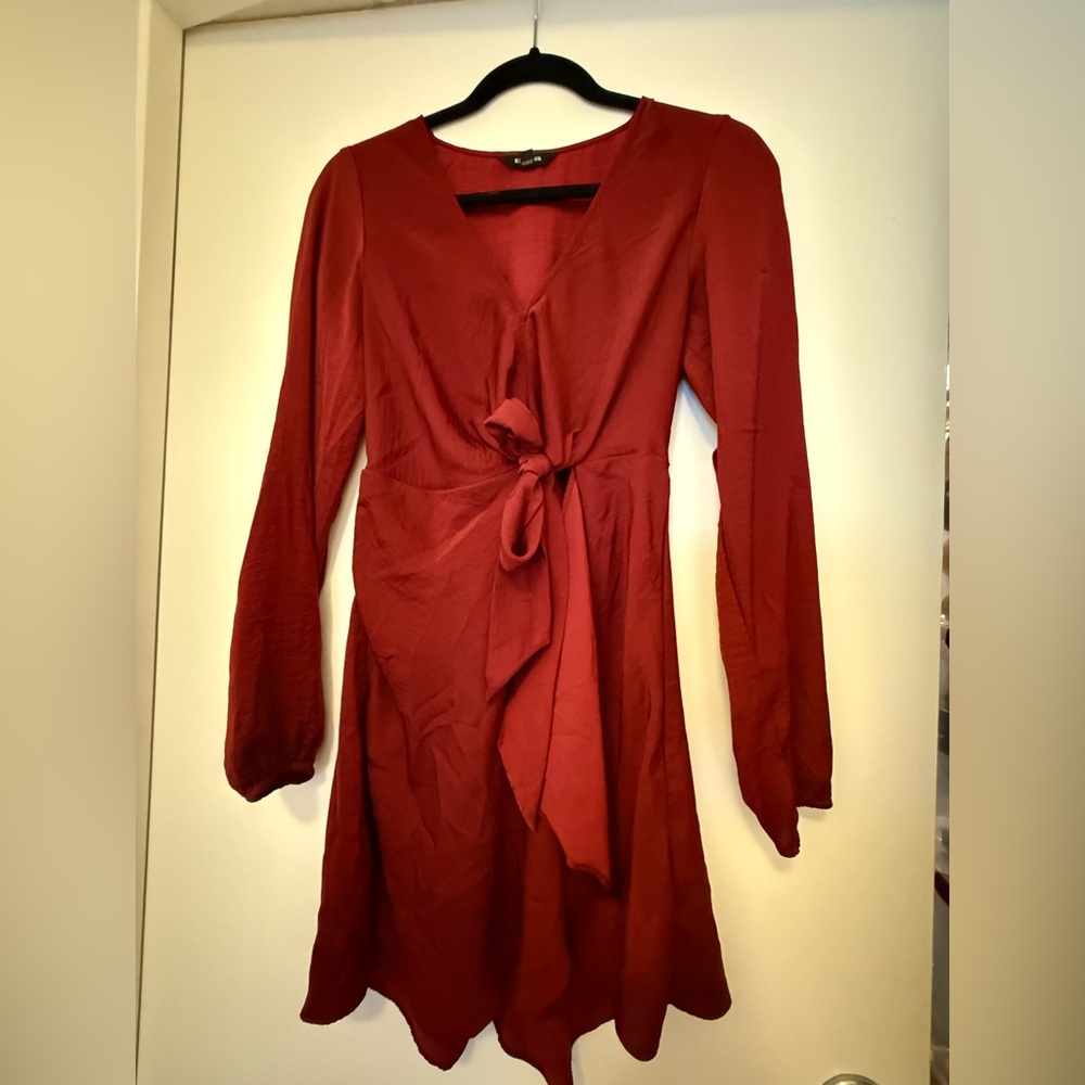 Express Deep Red Long Sleeve Dress